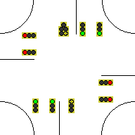 single lag with flashing yellow arrows - signals